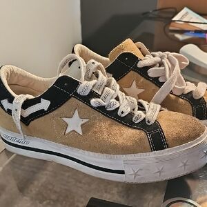 Converse Tan and Black Athletic Shoes